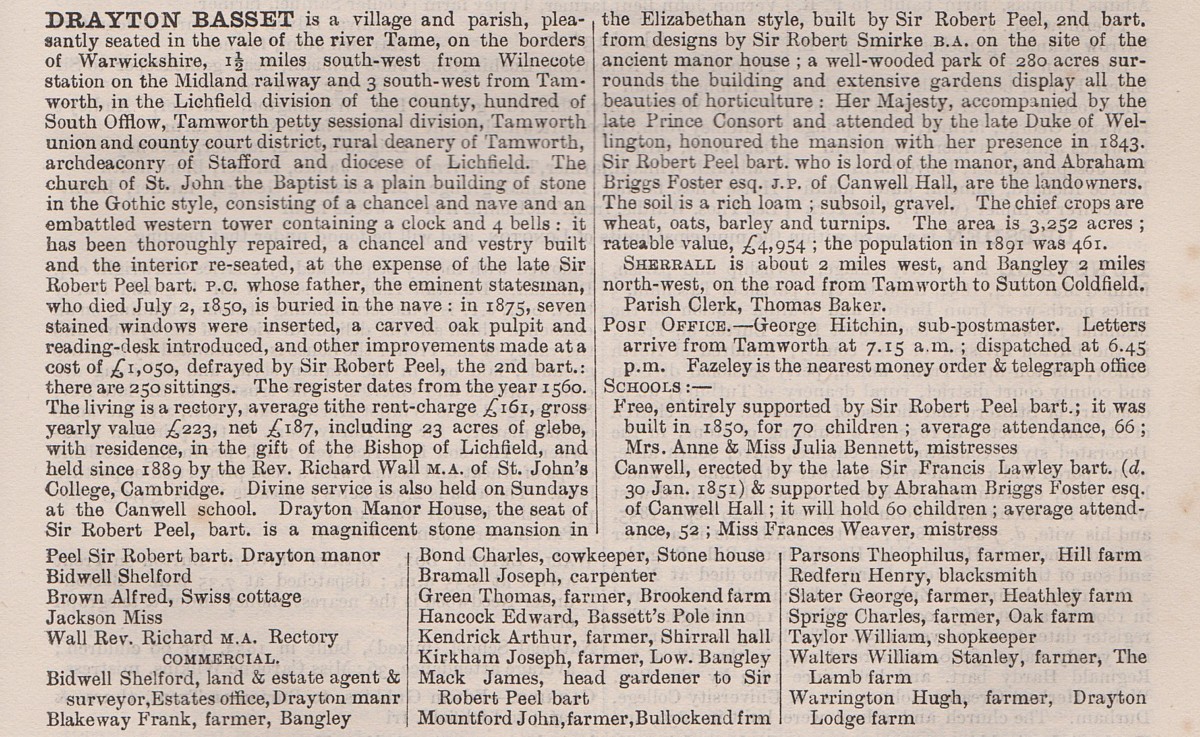 Drayton-Bassett in Kelly's 1896 Directory