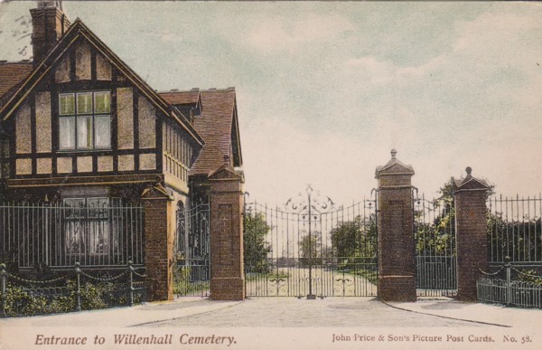Entrance to Willenhall Cemetery (c1907 postcard)