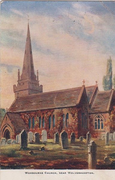 Postcard of St Benedict's Church, Wombourne c1905