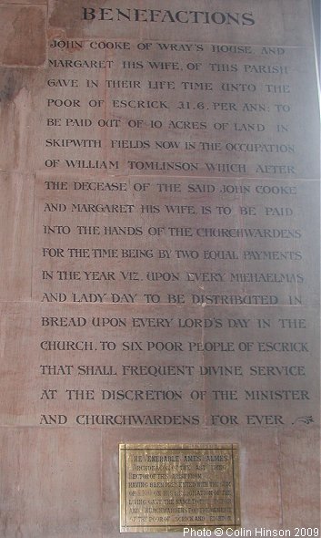 The first list of Benefactions in St. Helen's Church, Escrick.