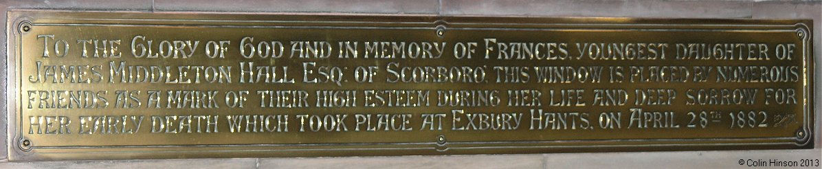 The Hall Monumental plaque (1) in St. Leonard's Church