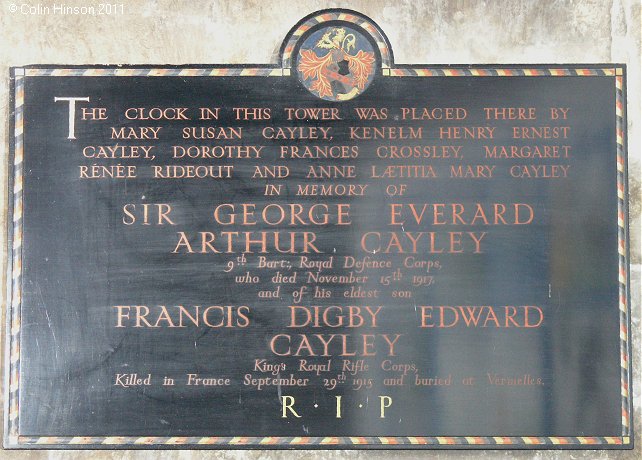 The Memorial Plaque to Sir George Cayley, the great grandson of 'The father of Aeronautics'.