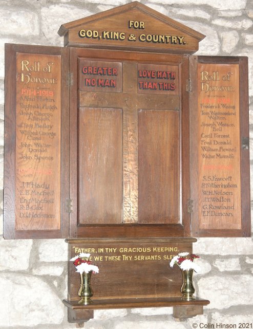 The WWI Roll of Honour in the Church at Romaldkirk.