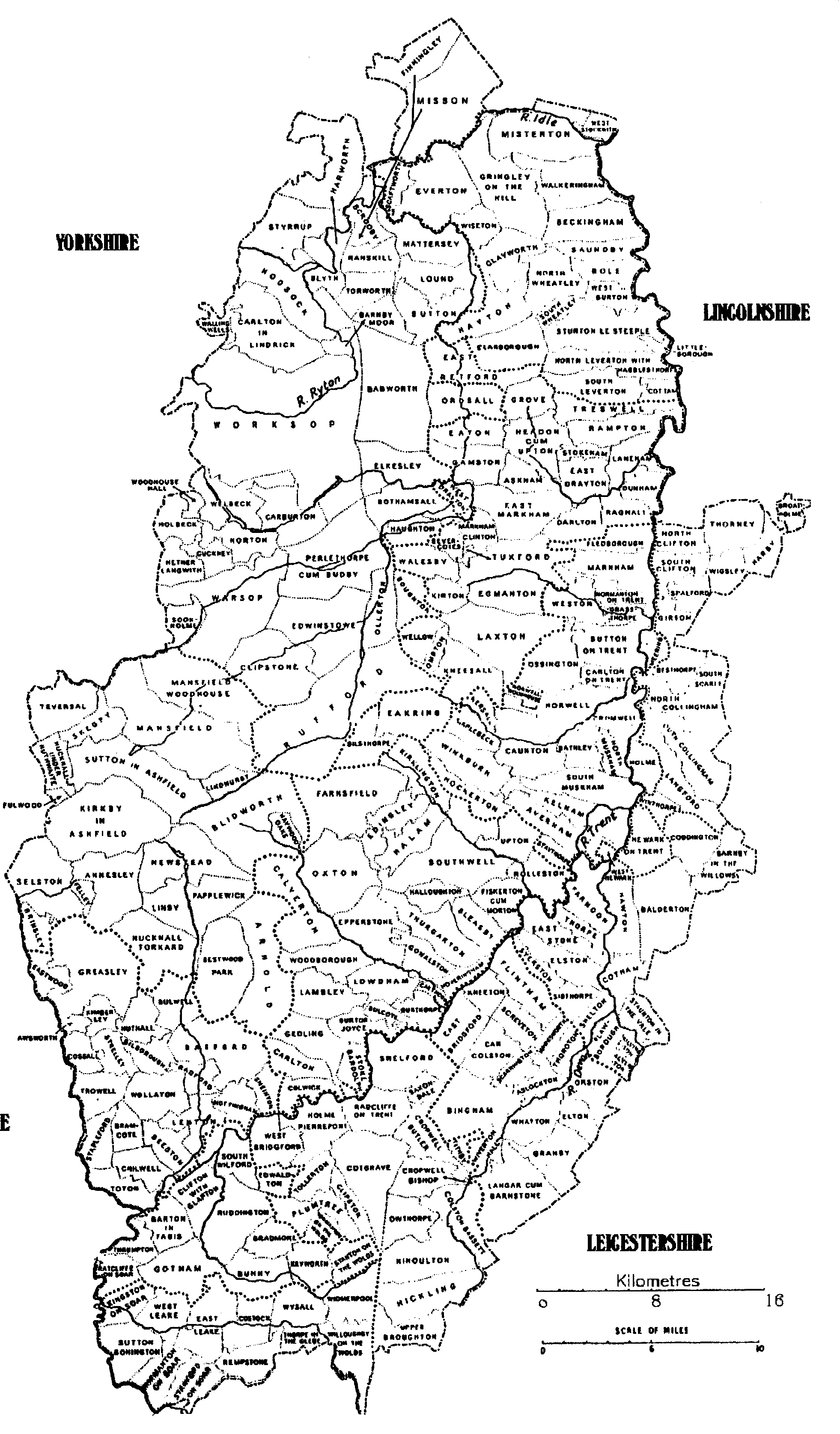 GENUKI: Parish Map of Nottinghamshire, Nottinghamshire